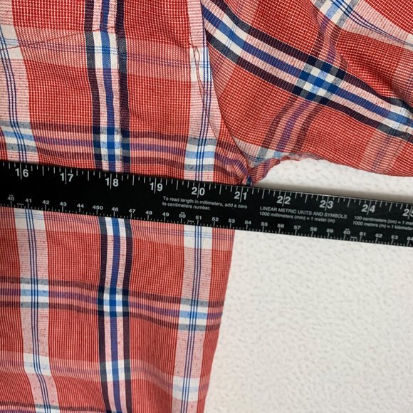 True Rock Plaid Shirt Size M Beach Rust Chest Pocket Short Sleeve Norm Gorp - Picture 10 of 12